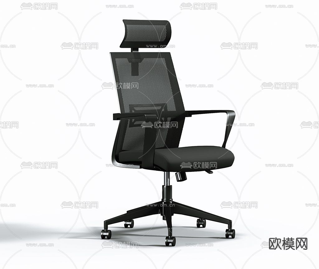 现代黑色网布办公椅3d模型
