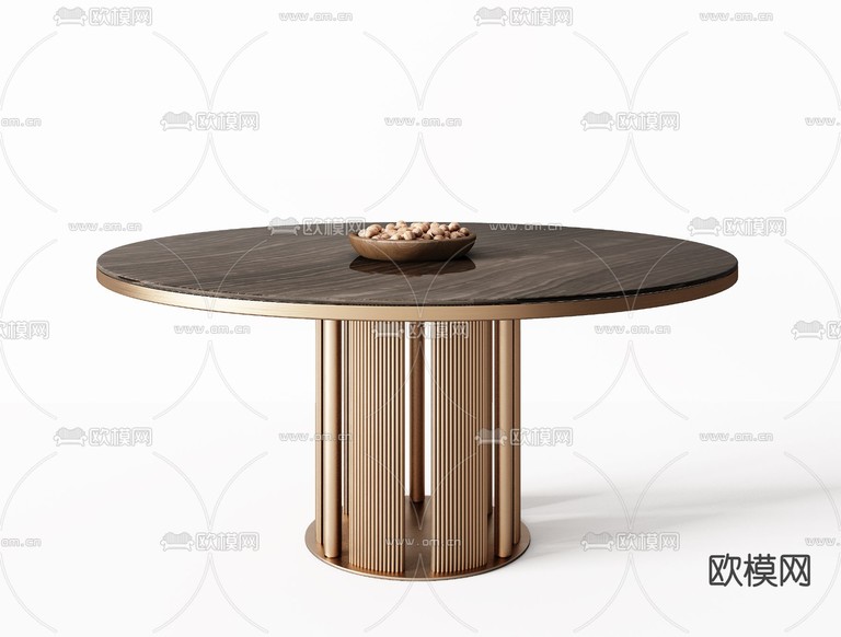 Minotti 米洛提 现代轻奢餐桌组合3d模型下载(渲染图1)