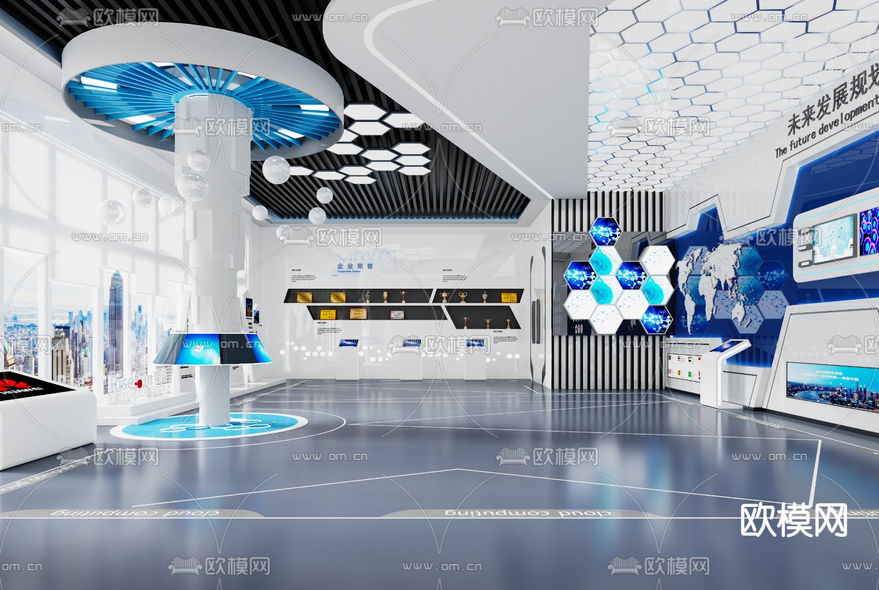 现代科技展厅su模型下载（渲染图1）