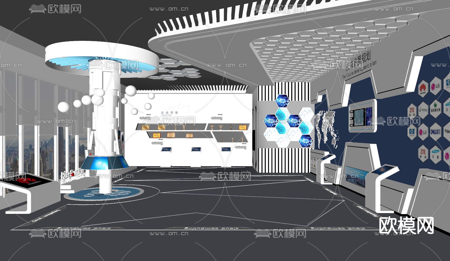 现代科技展厅su模型下载（渲染图2）