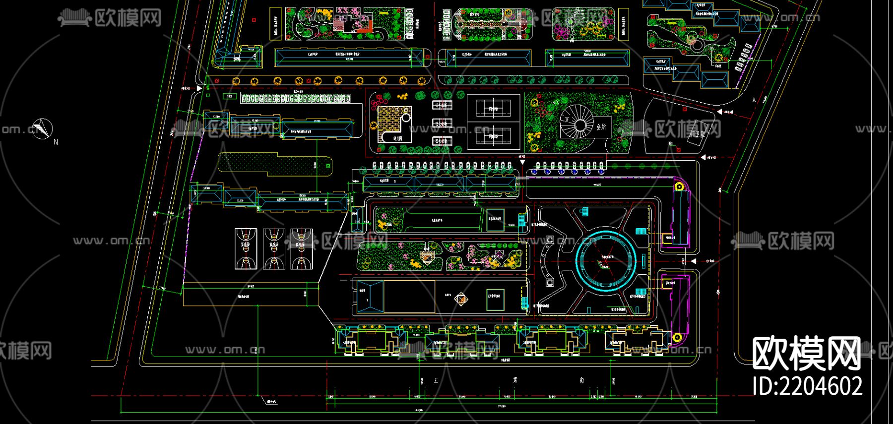 世纪花园小区总平面cad施工图下载（渲染图1）
