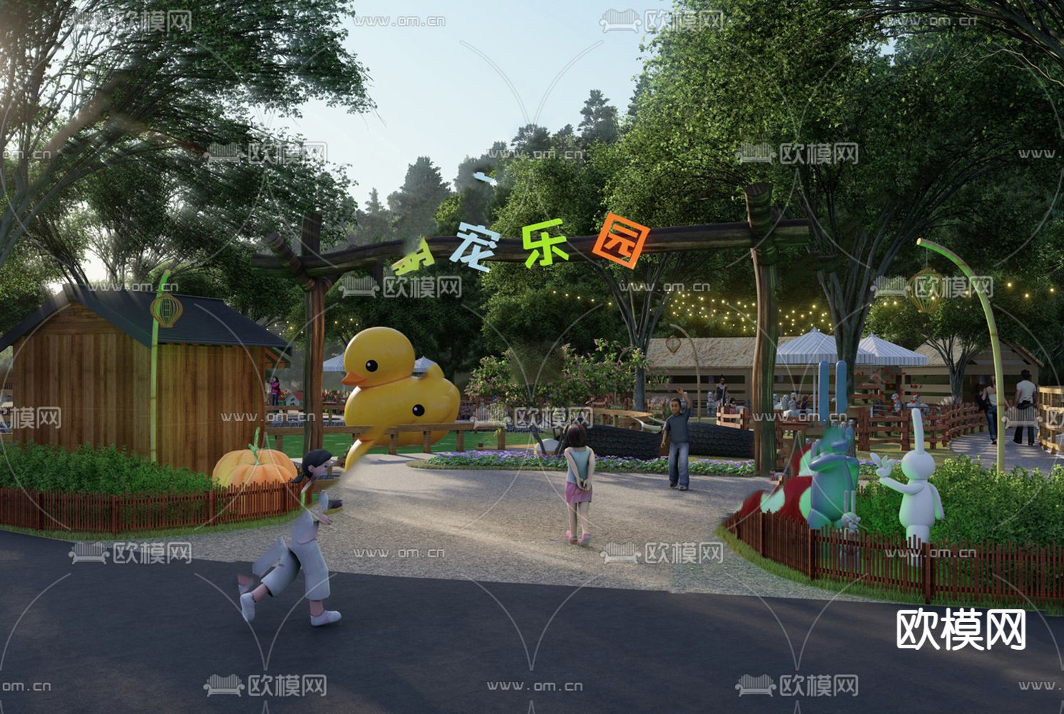 现代萌宠乐园公园景观su模型下载（渲染图1）