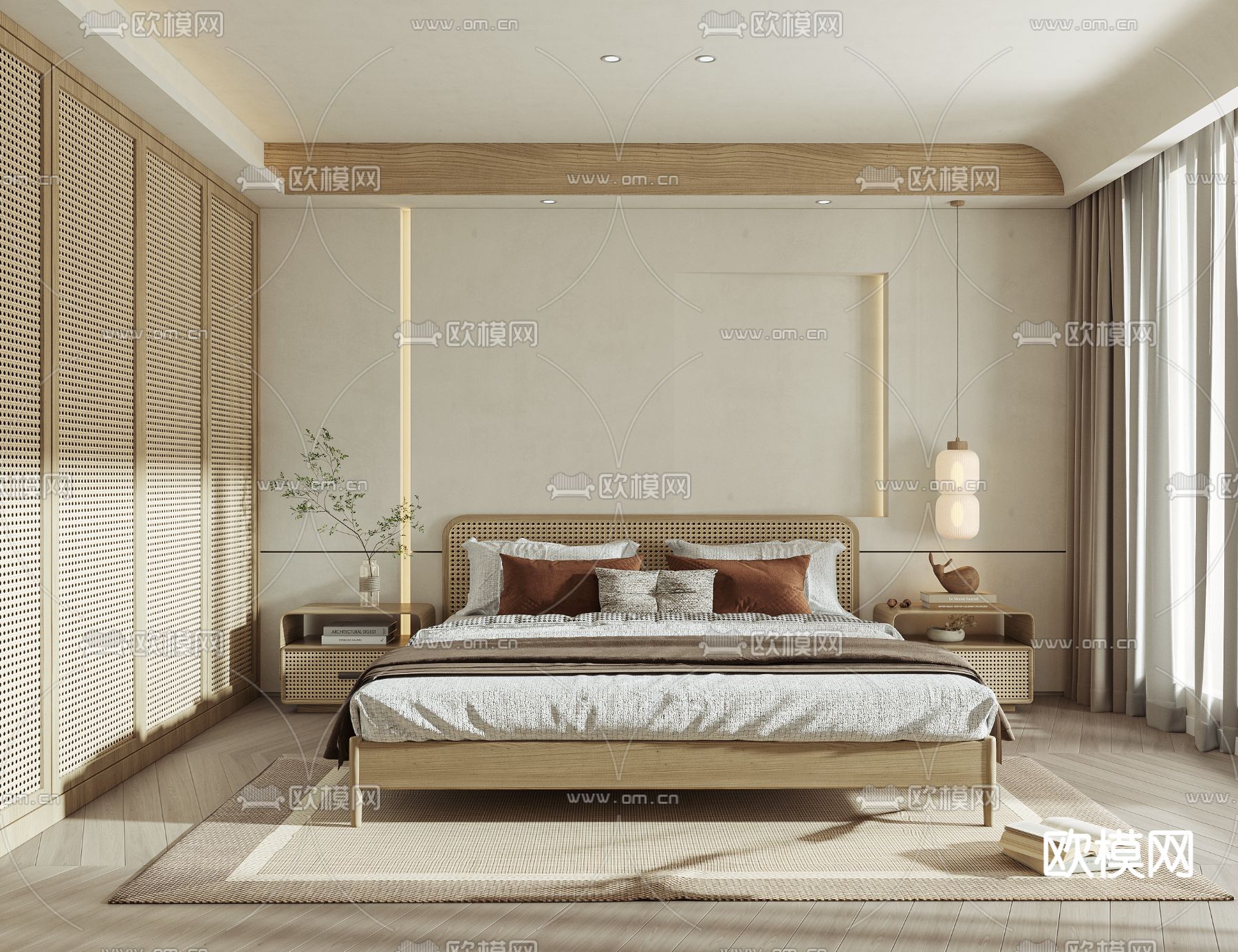 侘寂卧室主人房su模型下载（渲染图1）