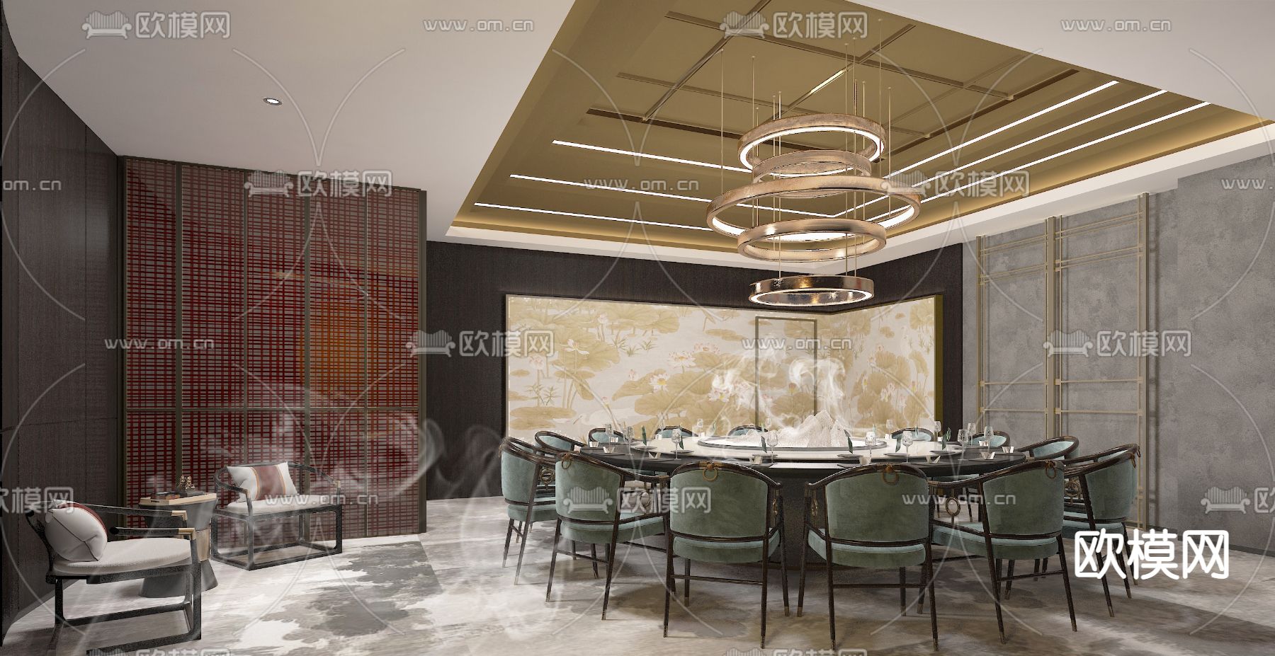 新中式餐厅包厢3d模型