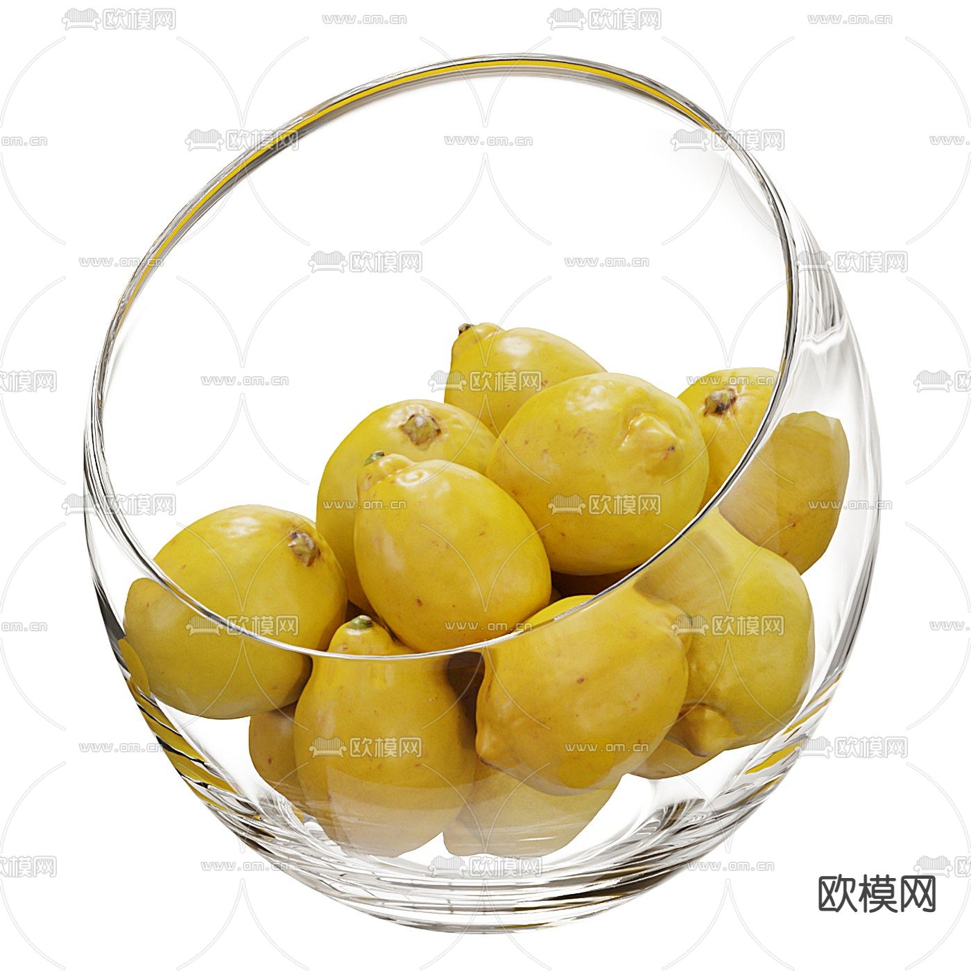 圆形玻璃果盘柠檬3d模型下载（渲染图3）