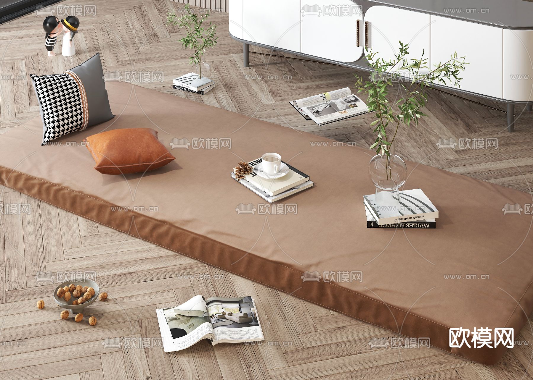 现代飘窗坐垫3d模型下载