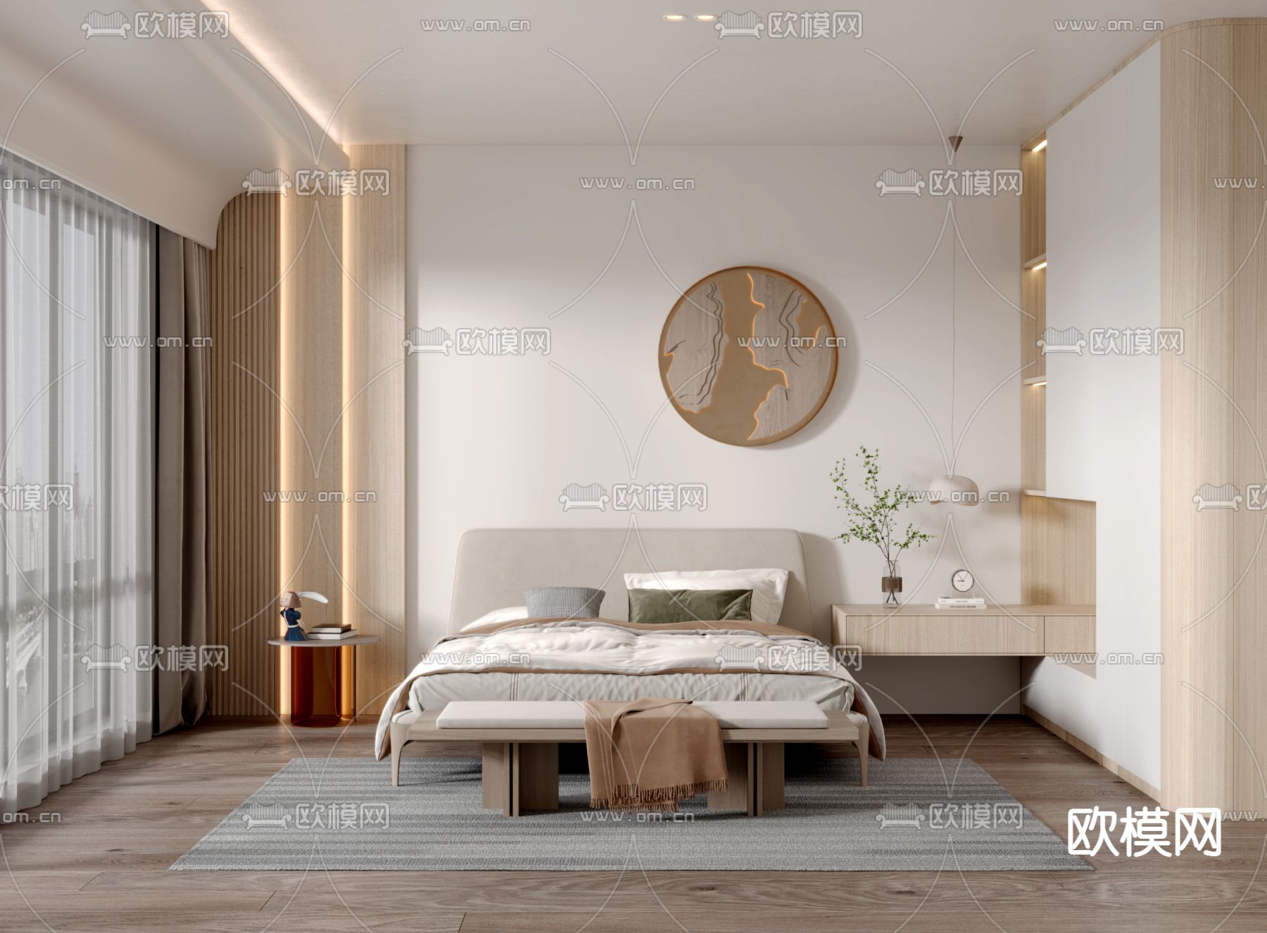 日式卧室主人房3d模型下载（渲染图1）