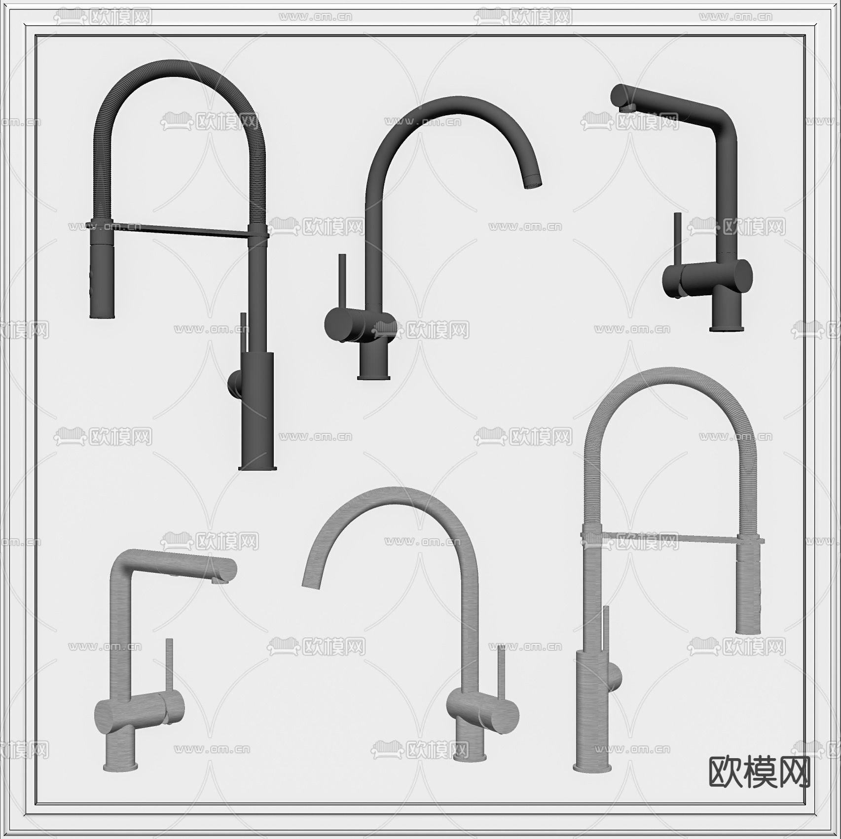 现代不锈钢水龙头su模型