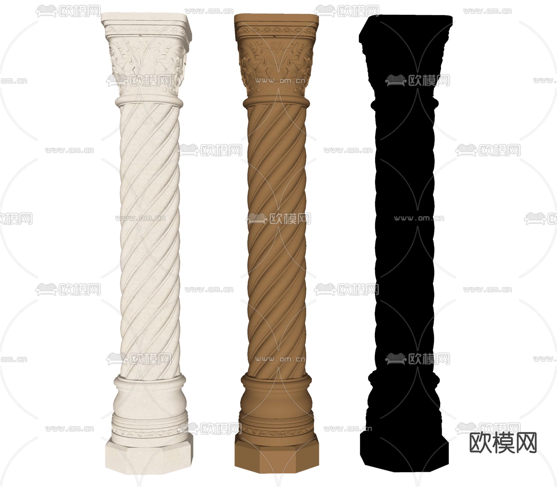 欧式旋转罗马柱su模型下载（渲染图2）