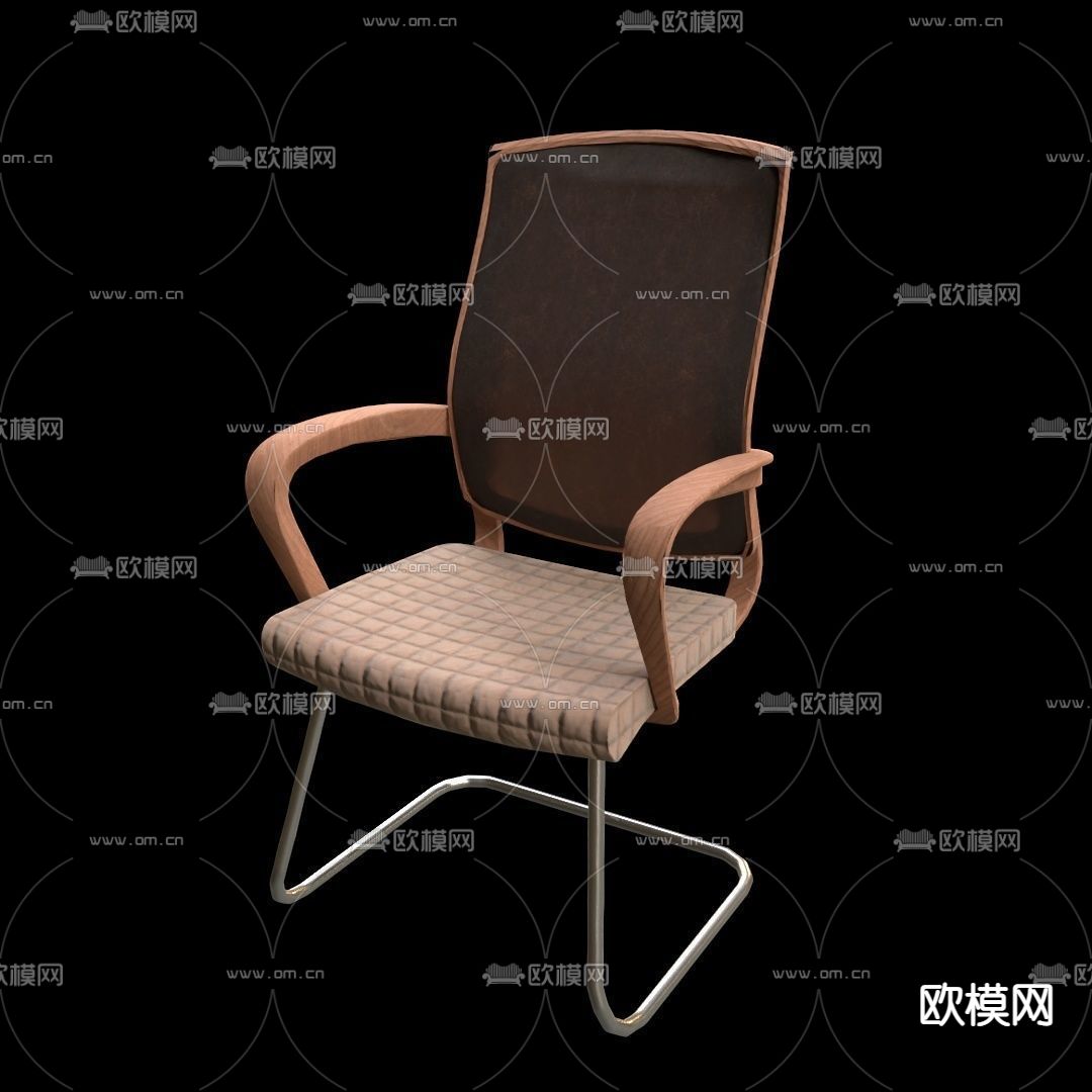 现代简约布艺实木不锈钢办公椅免费3d模型下载_ID12038577_3dmax免费模型-欧模网