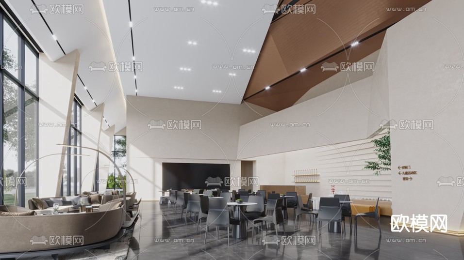 现代轻奢售楼处洽谈区3d模型下载(渲染图3)