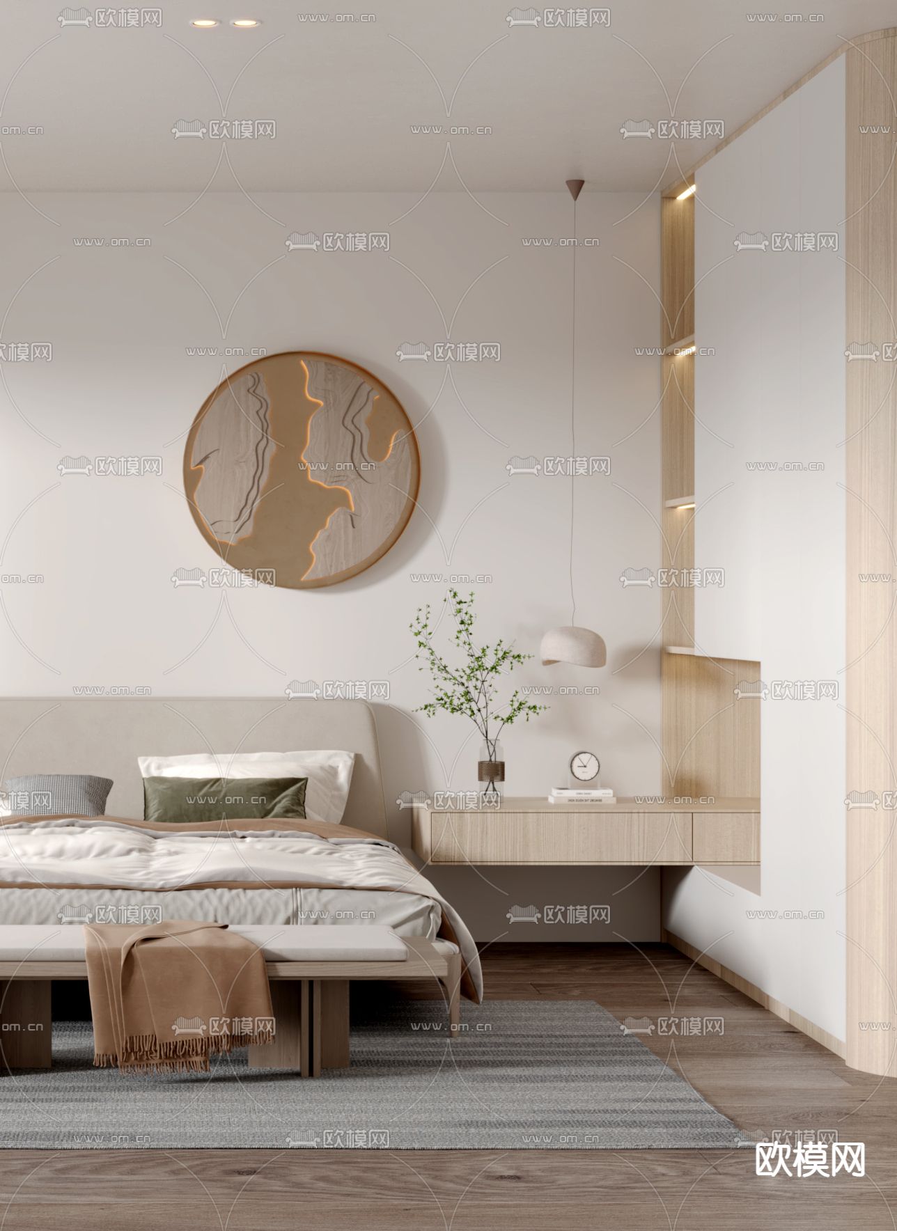 日式卧室主人房3d模型下载（渲染图2）