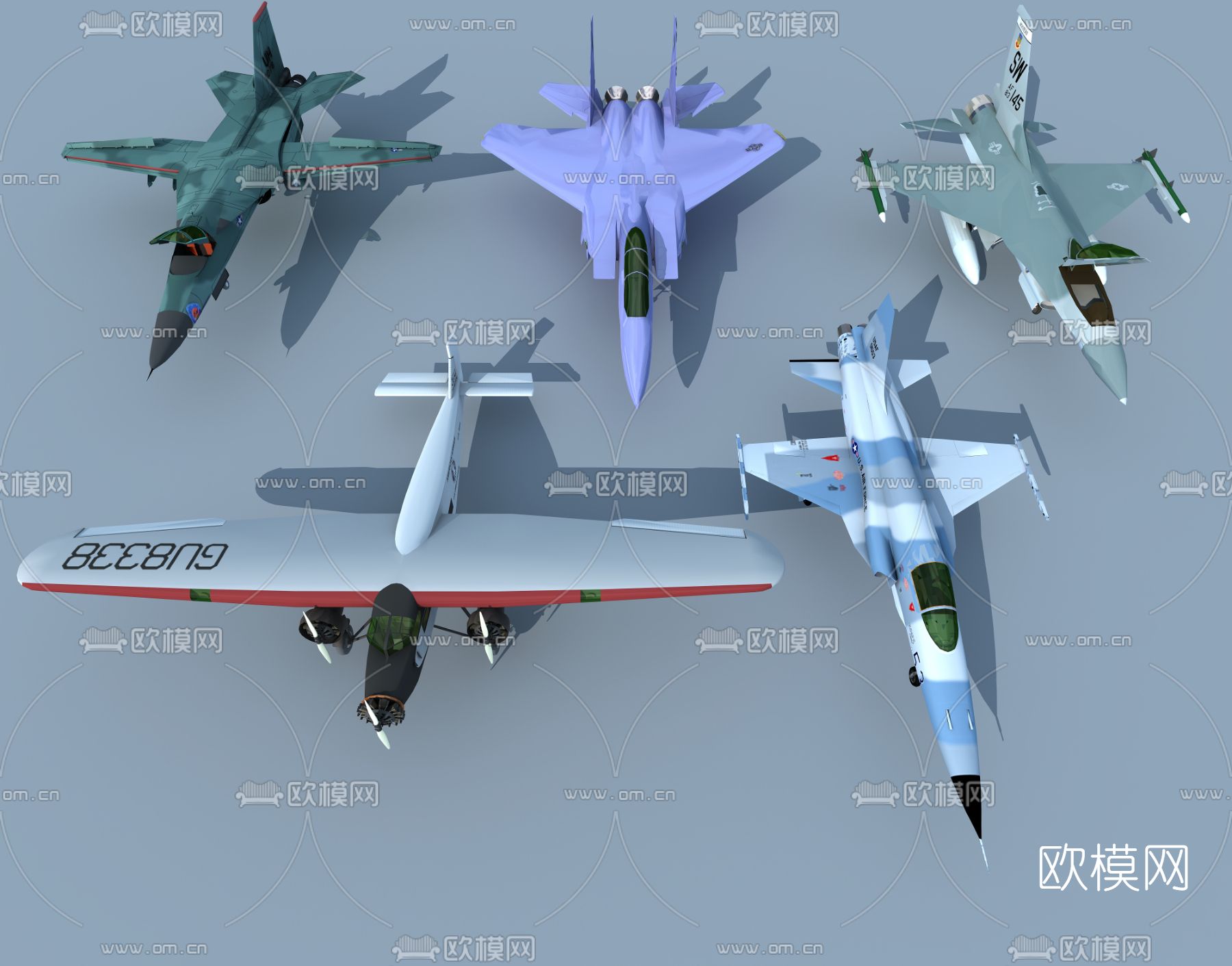 现代军事飞机战斗机直升机3d模型
