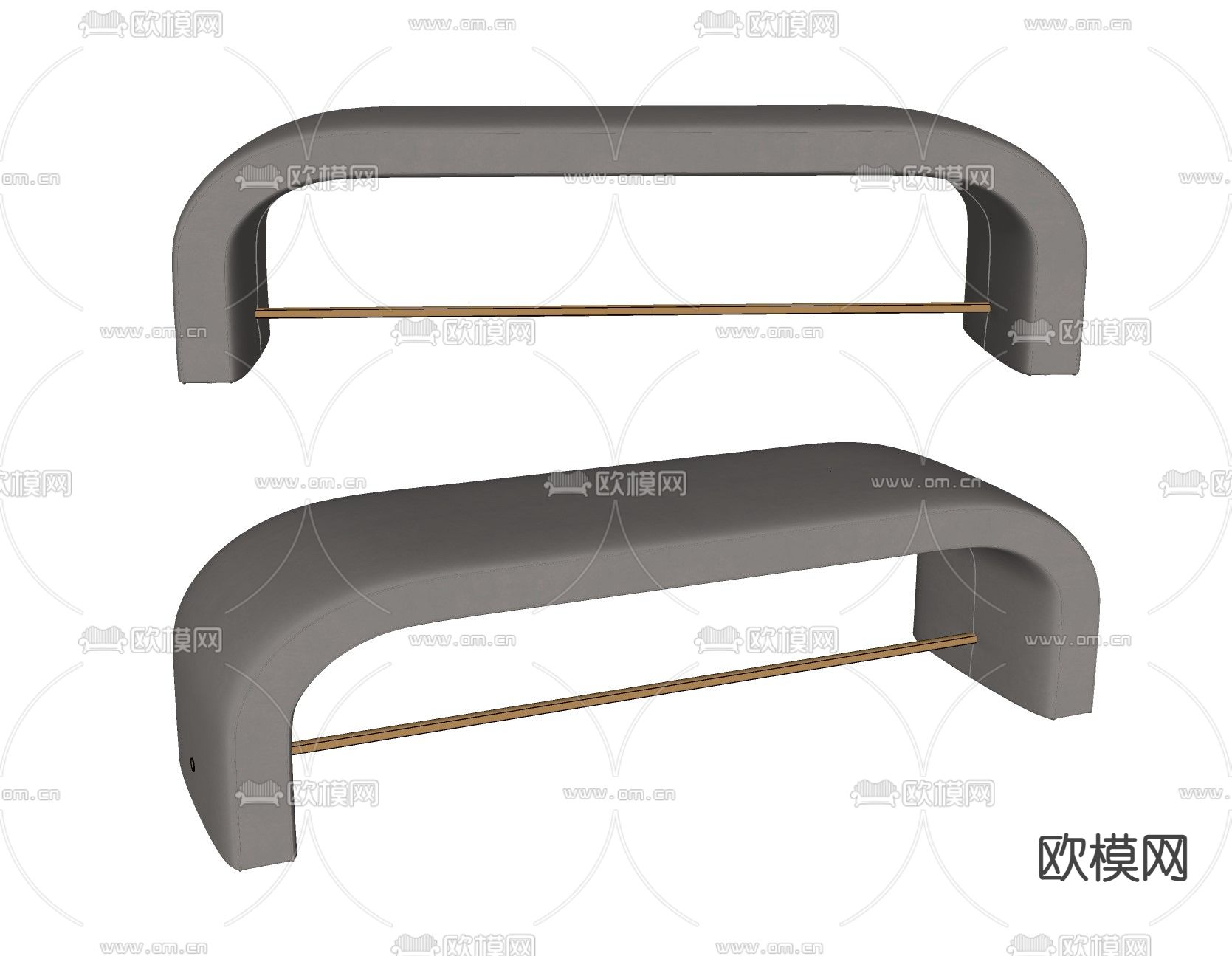 北欧床尾凳su模型下载（渲染图2）