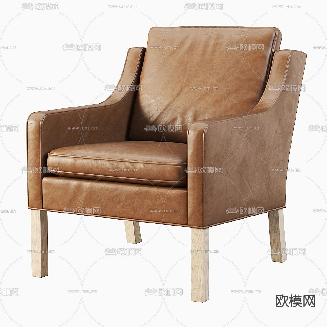 现代皮革休闲沙发3d模型下载