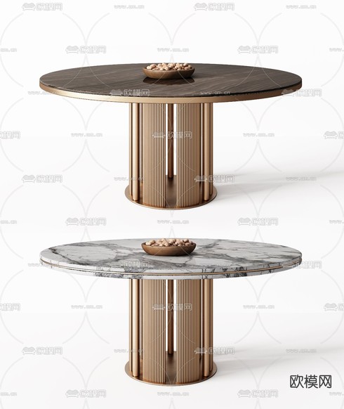 Minotti 米洛提 现代轻奢餐桌组合3d模型下载(渲染图2)