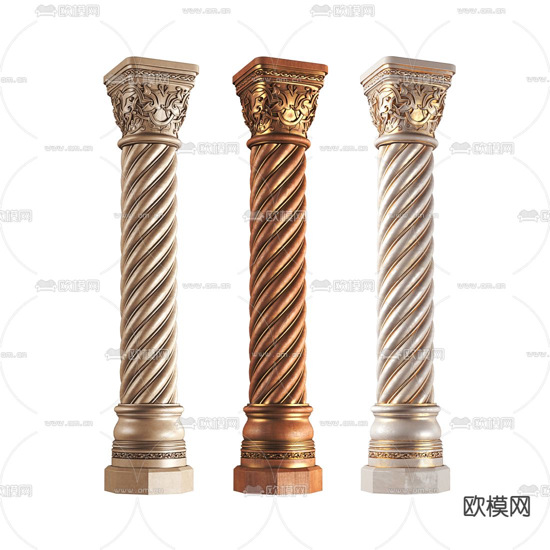 欧式旋转罗马柱su模型下载（渲染图1）