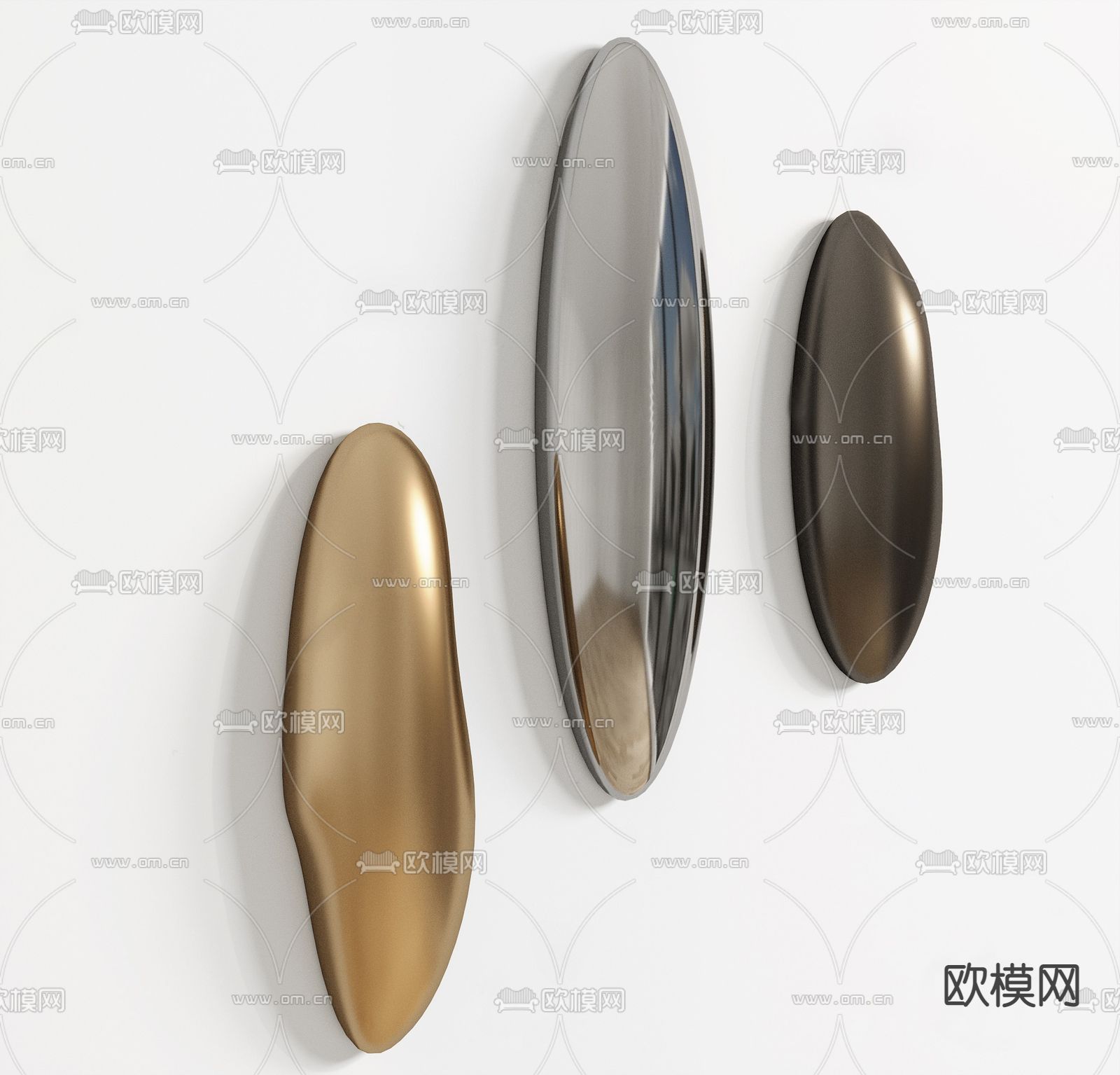 现代轻奢金属墙饰挂件su模型