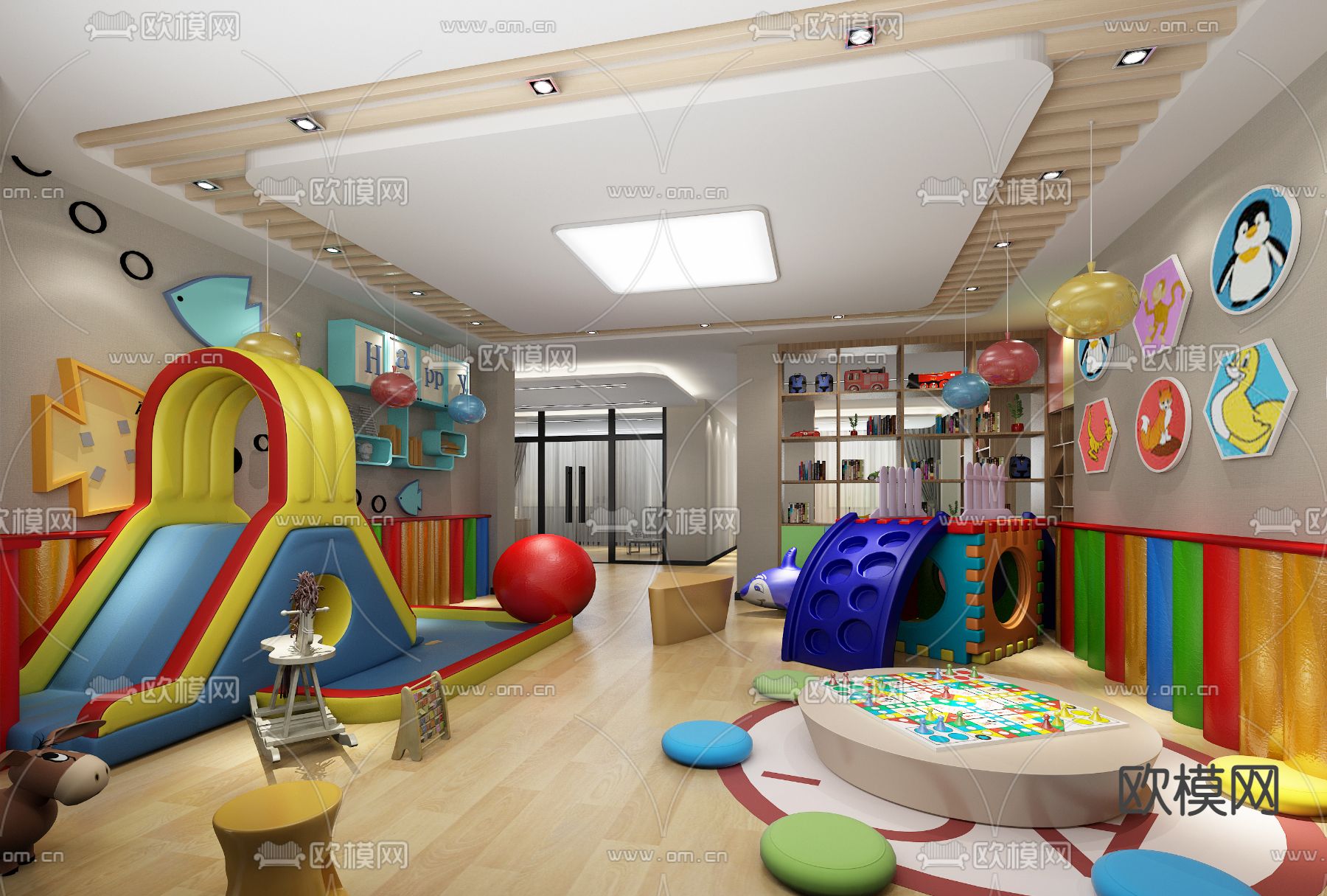 现代儿童娱乐室3d模型下载（渲染图2）