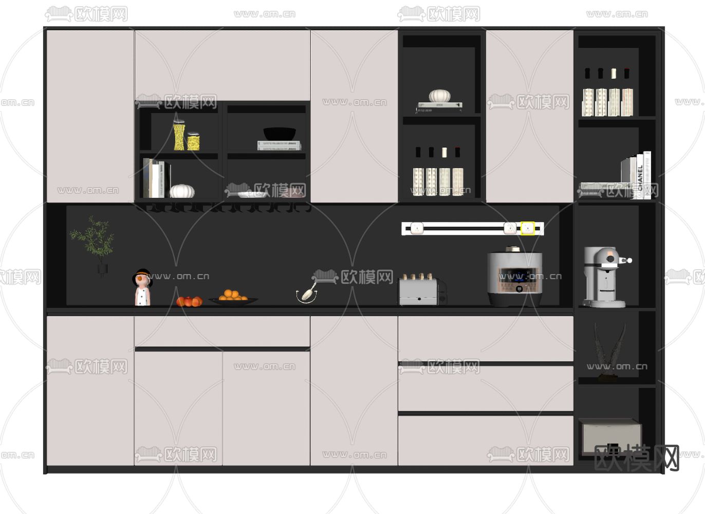 现代酒柜su模型下载（渲染图2）