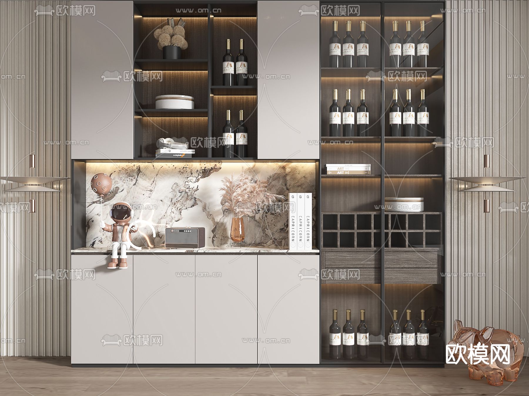 现代轻奢酒柜3d模型下载