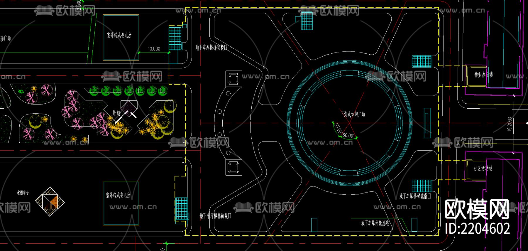世纪花园小区总平面cad施工图下载（渲染图2）
