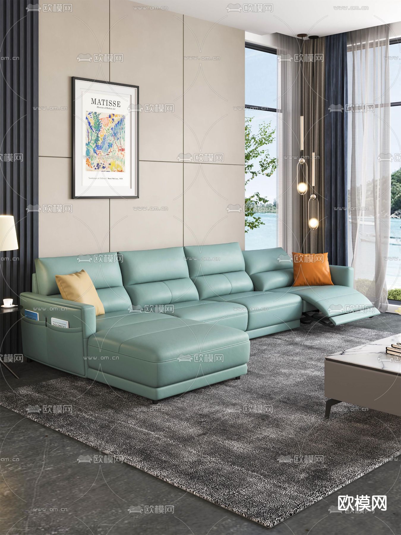 北欧布艺沙发 - 深蓝Blue设计效果图 - 每平每屋·设计家