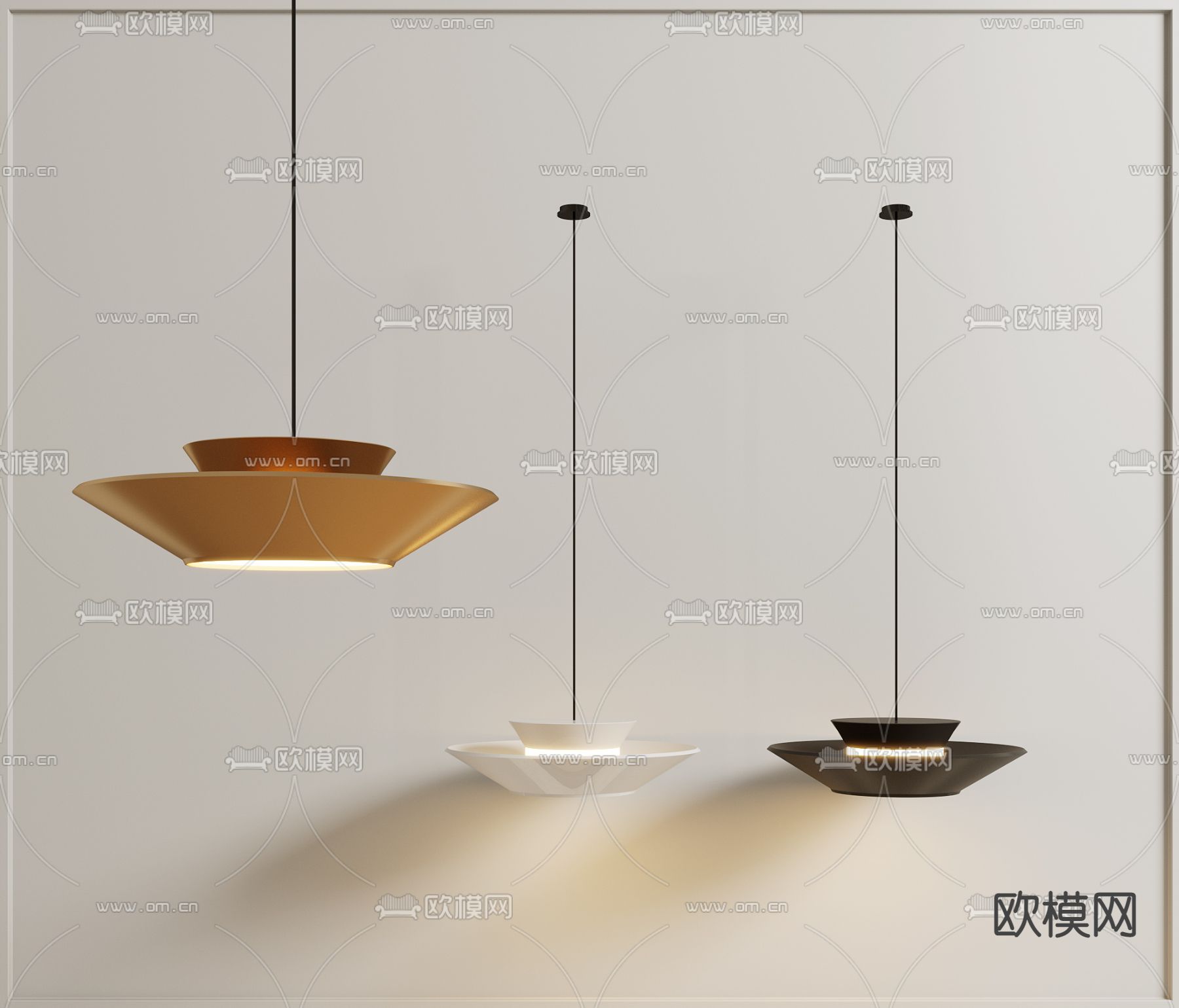 侘寂风极简吊灯3d模型下载
