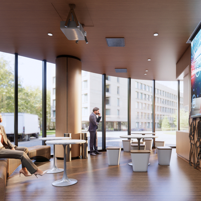  现代商场吸烟区su模型 