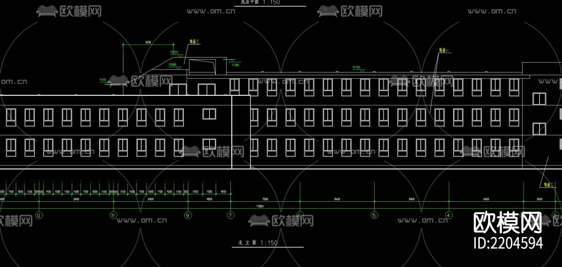 某小学施工总图cad施工图下载（渲染图4）