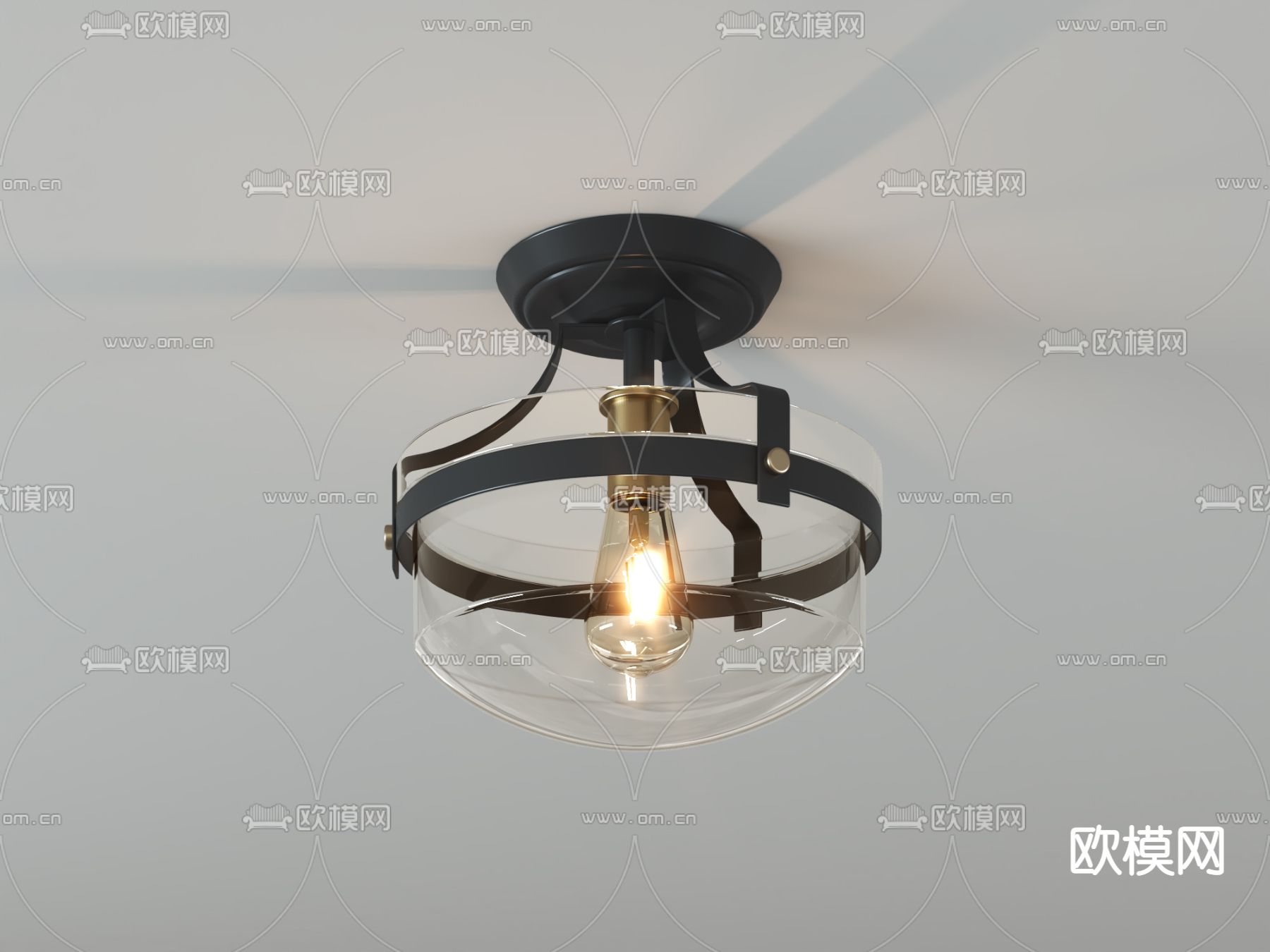 美式吸顶灯su模型下载（渲染图4）