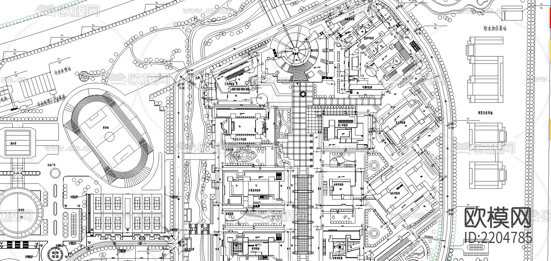 某校区规划CAD平面图下载（渲染图1）