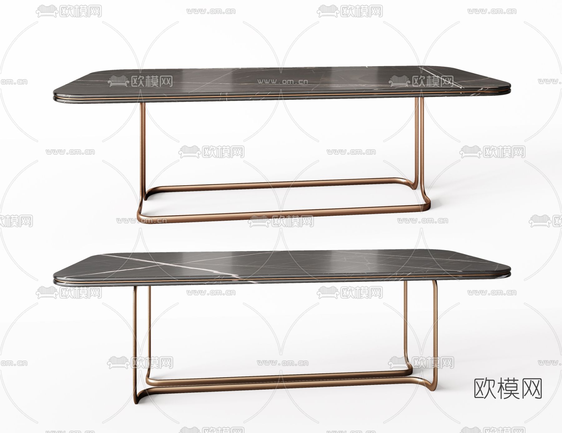 Minotti 现代条形餐桌3d模型下载（渲染图1）