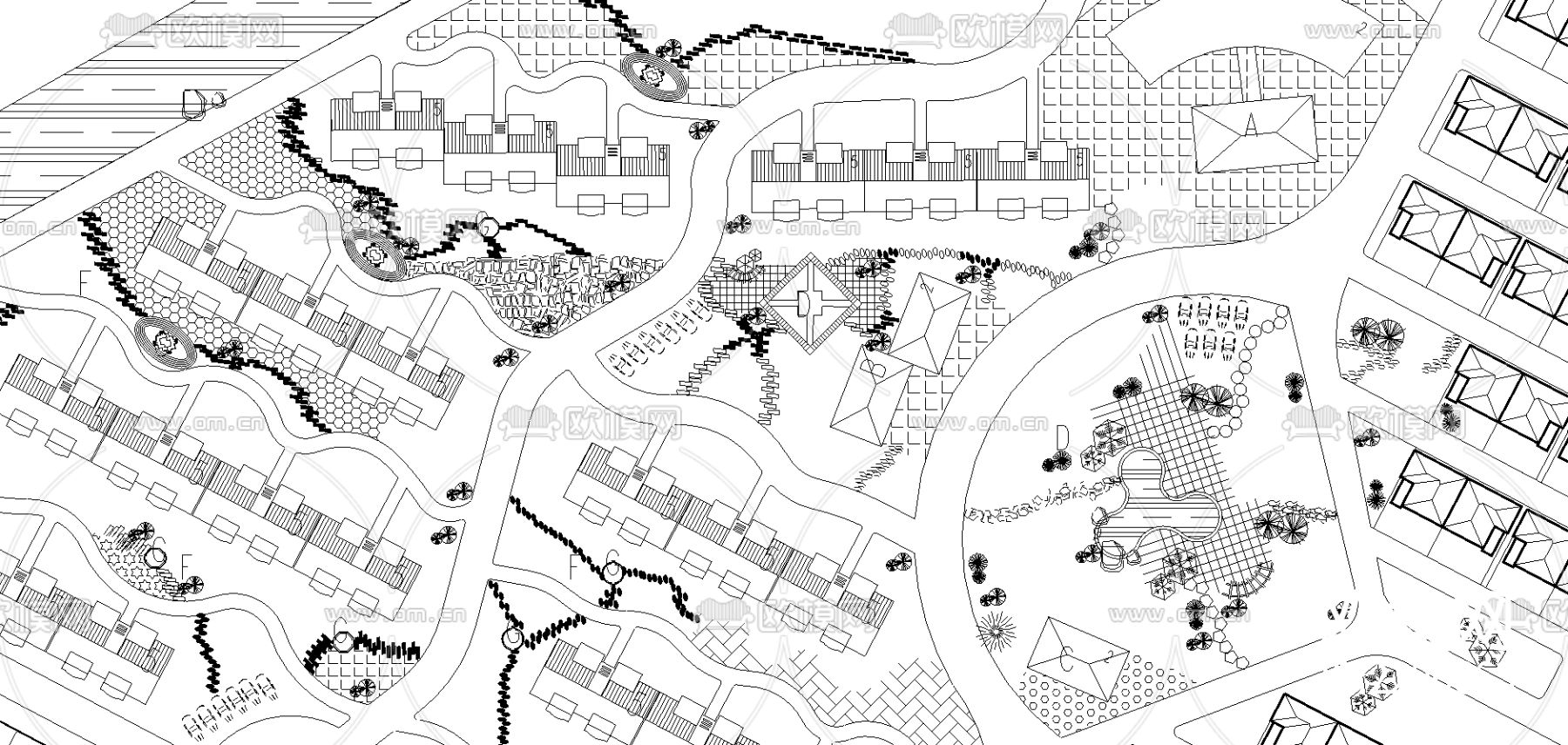 阳光小区规划cad施工图下载（渲染图2）