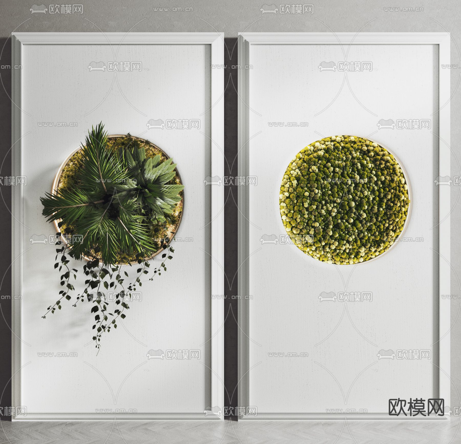 现代绿植植物墙3d模型下载