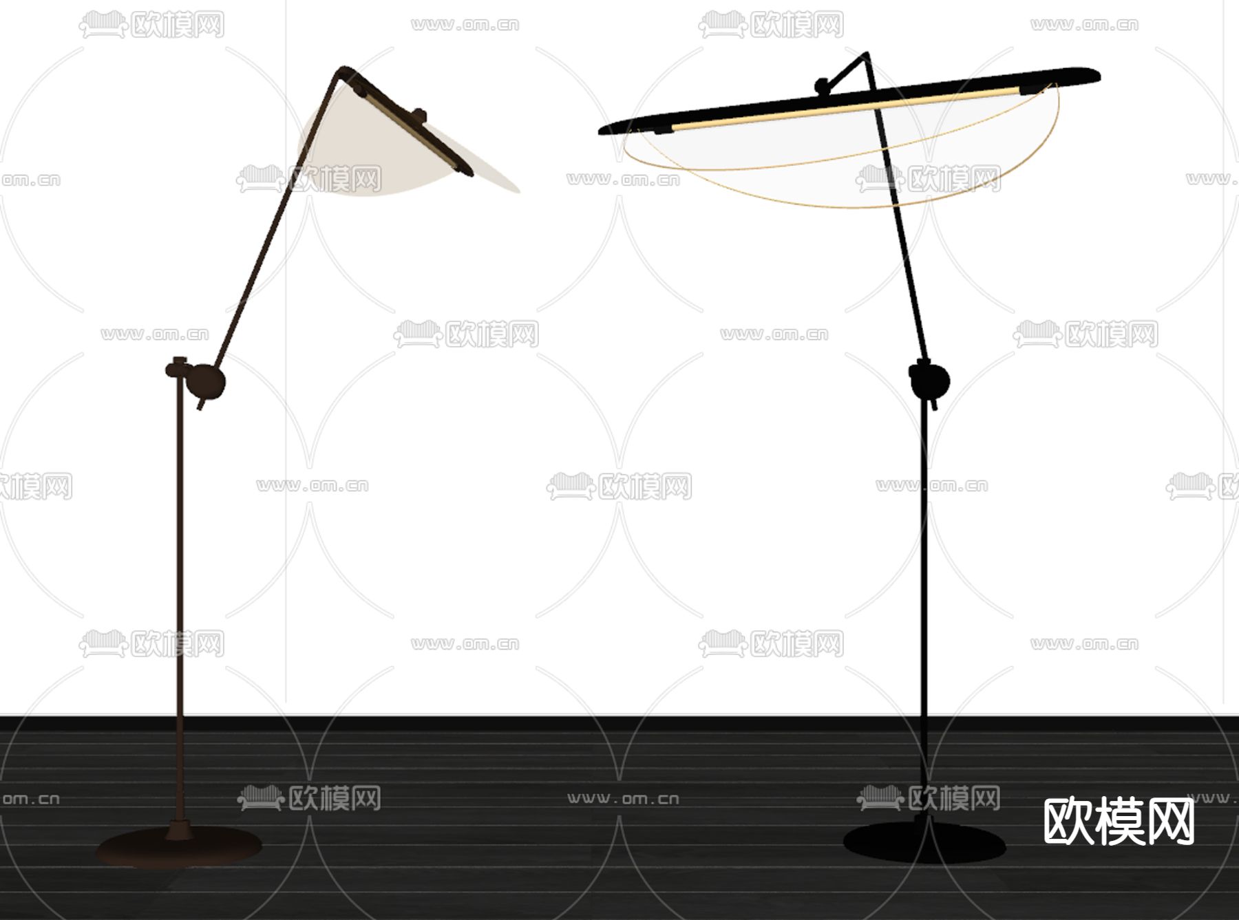 现代落地灯su模型下载（渲染图2）