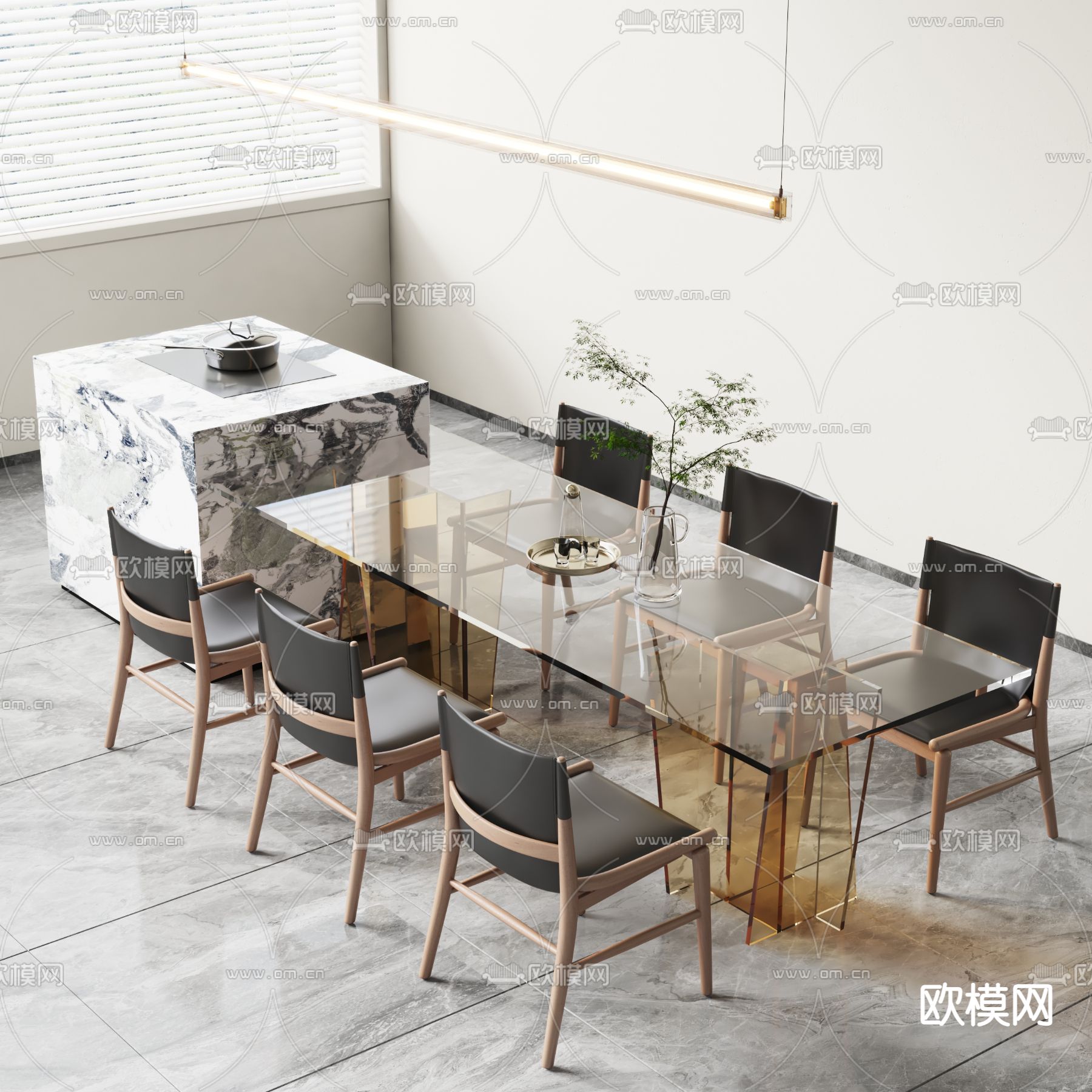 GUBI 中岛餐桌椅3d模型