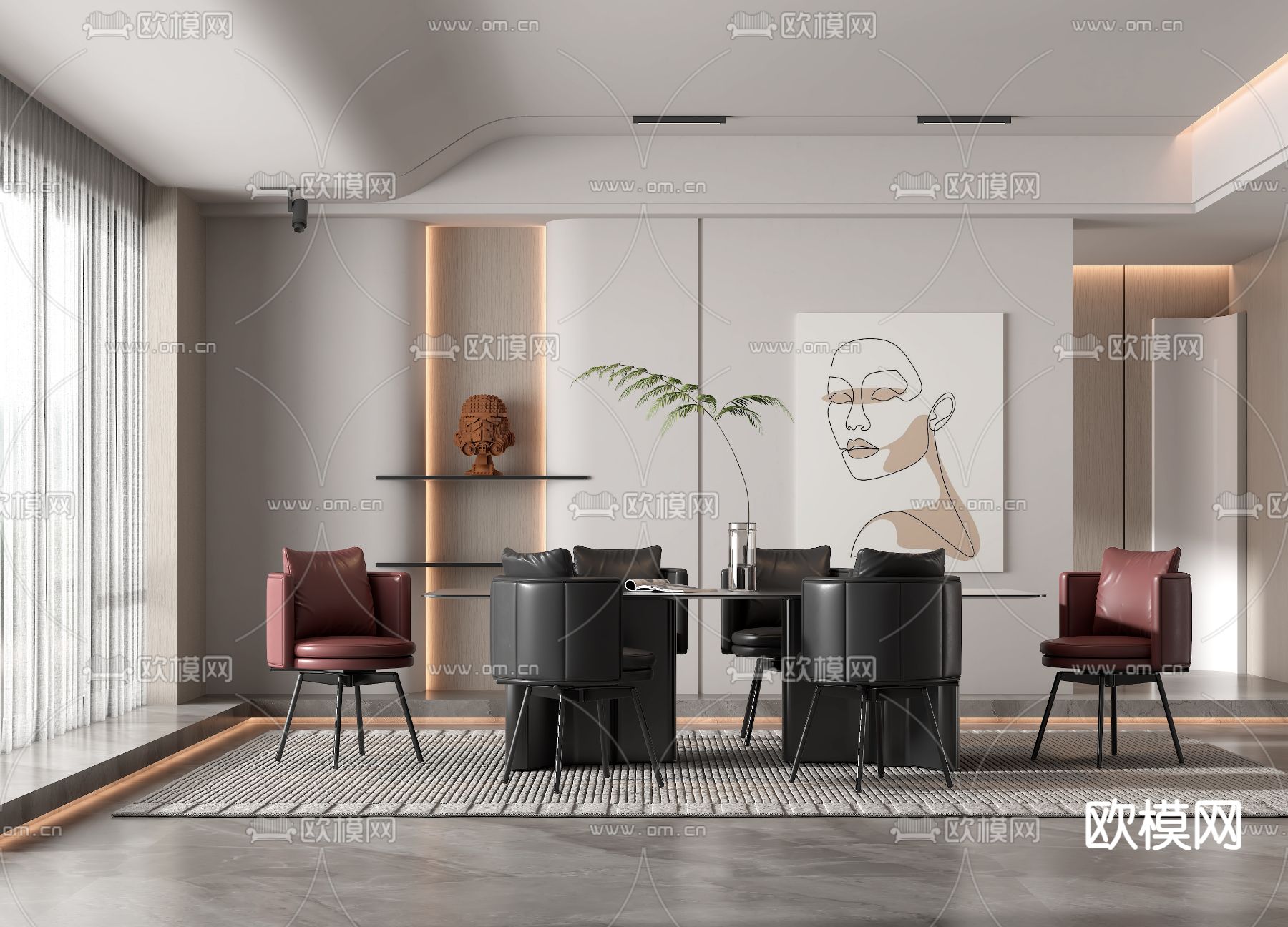 Minotti 现代轻奢餐厅3d模型
