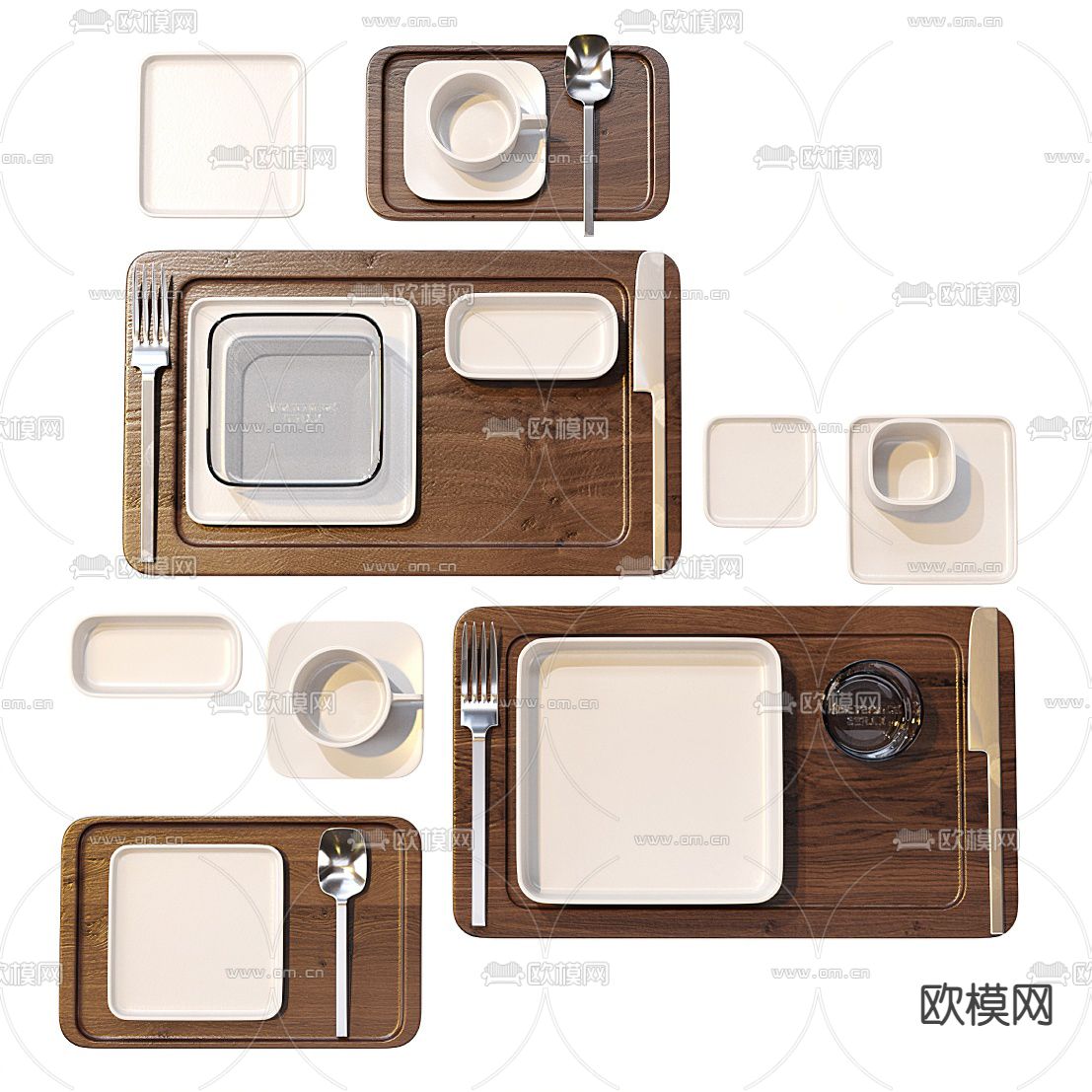 现代餐具su模型