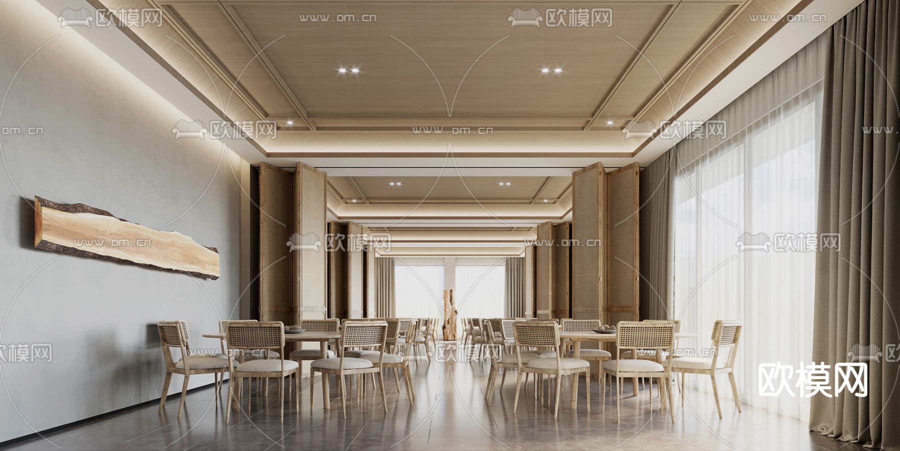 现代餐厅3d模型下载（渲染图2）
