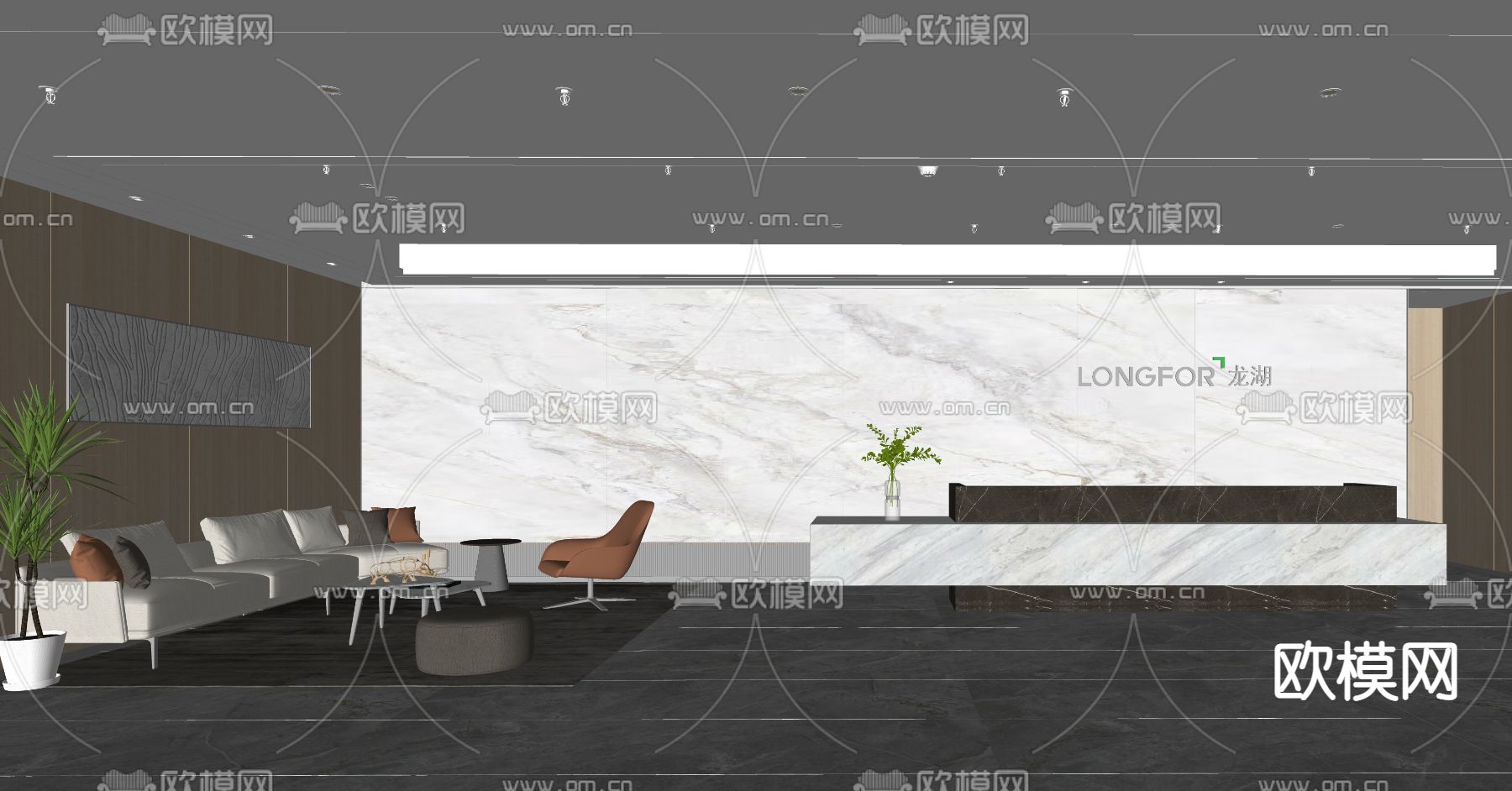 现代前台接待台su模型
