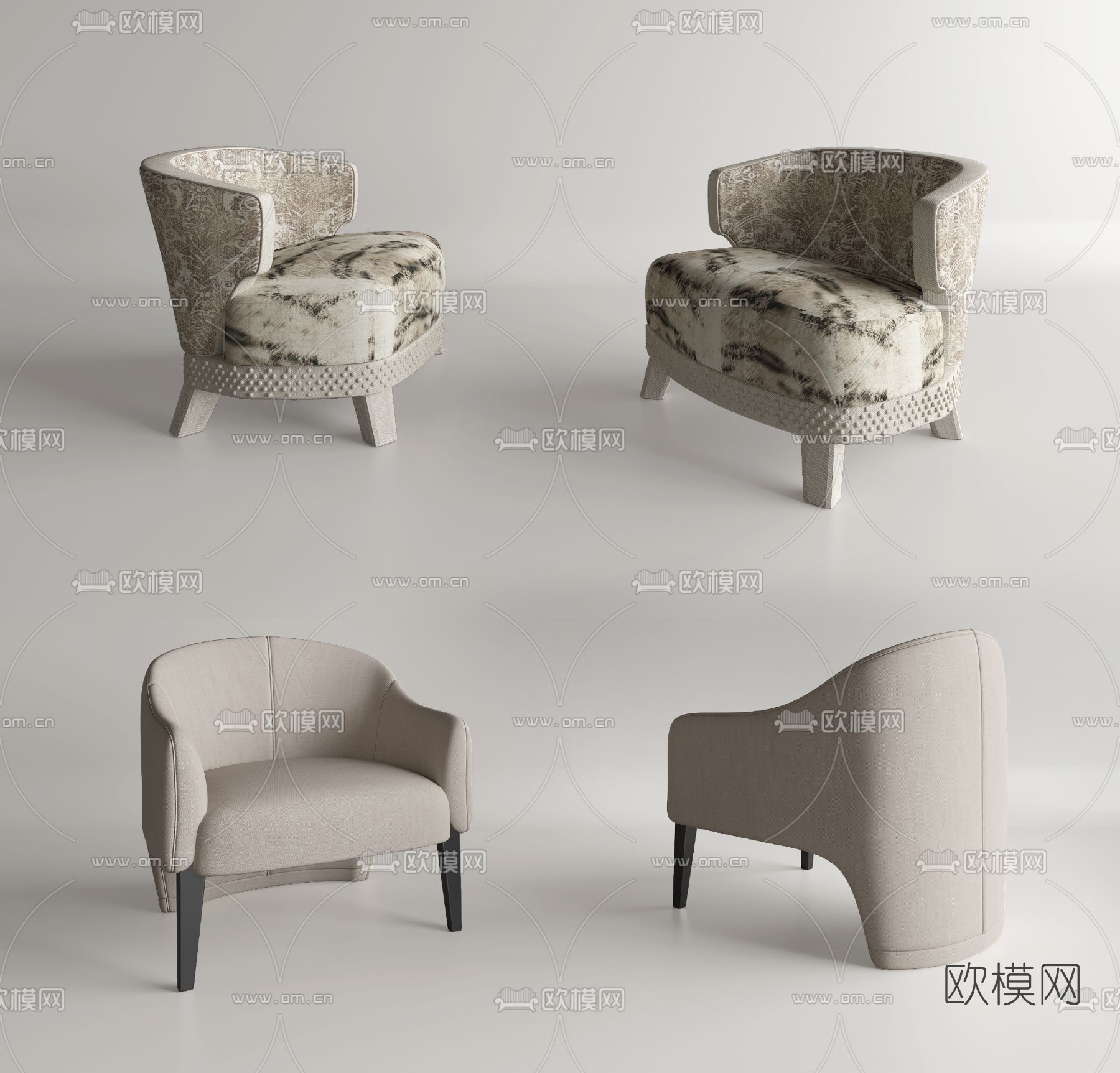 现代米色休闲沙发3d模型下载_ID12037818_3dmax免费模型-欧模网