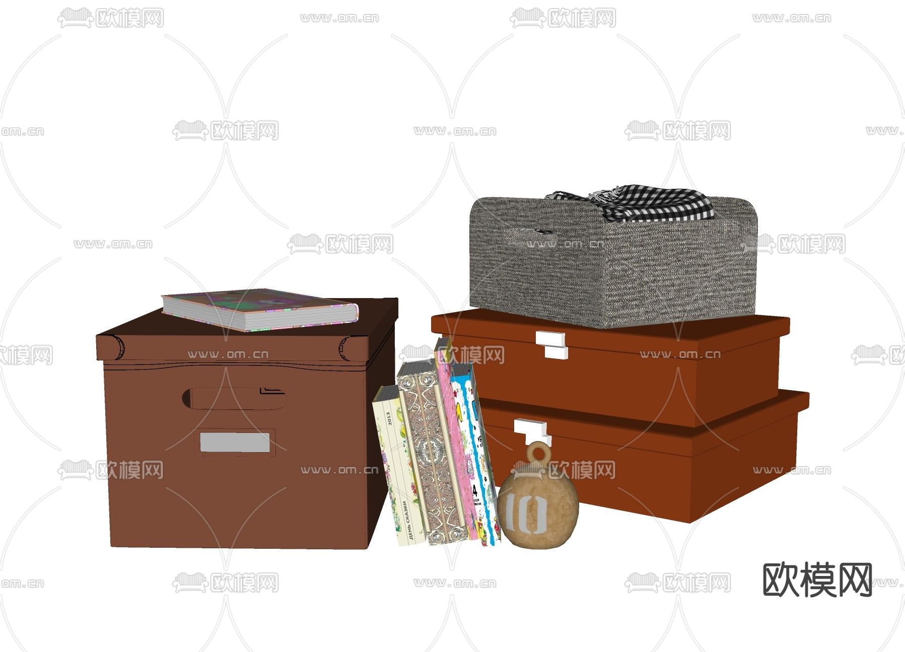 现代储物盒装饰盒子su模型下载（渲染图2）