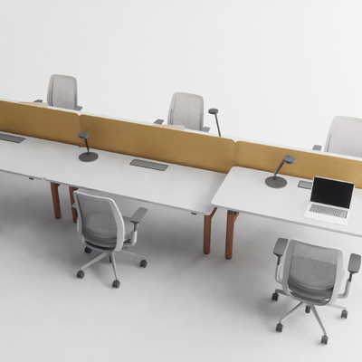  现代屏风卡位办公桌椅su模型 