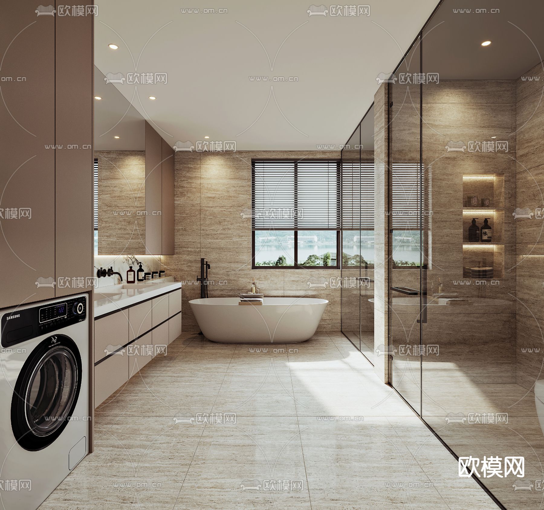 现代卫生间浴室3d模型下载