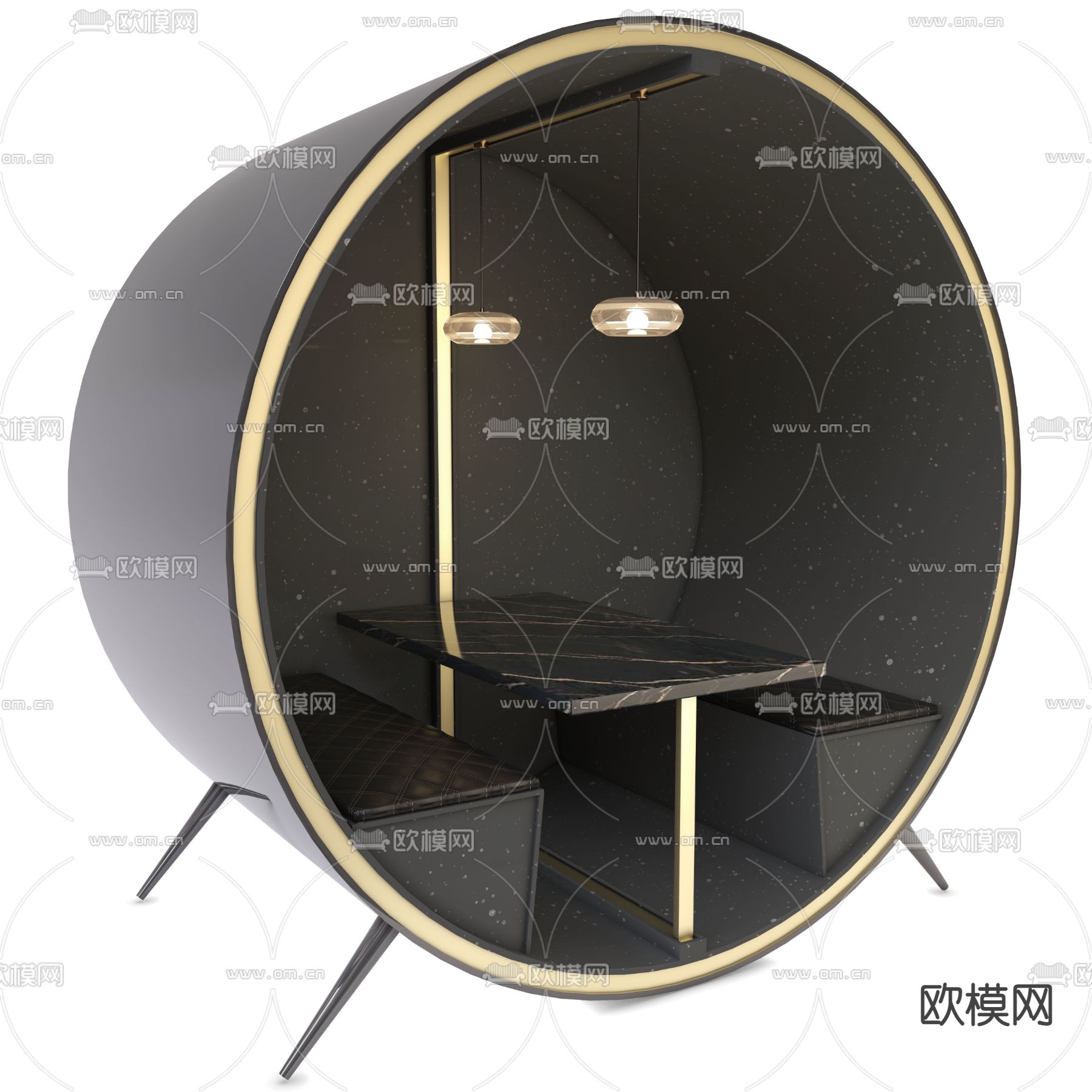 现代轻奢创意圆形艺术卡座免费3d模型下载_ID12040378_3dmax免费模型-欧模网