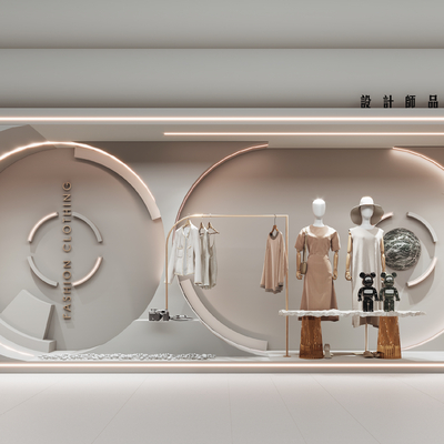  侘寂风服装店橱窗su模型 