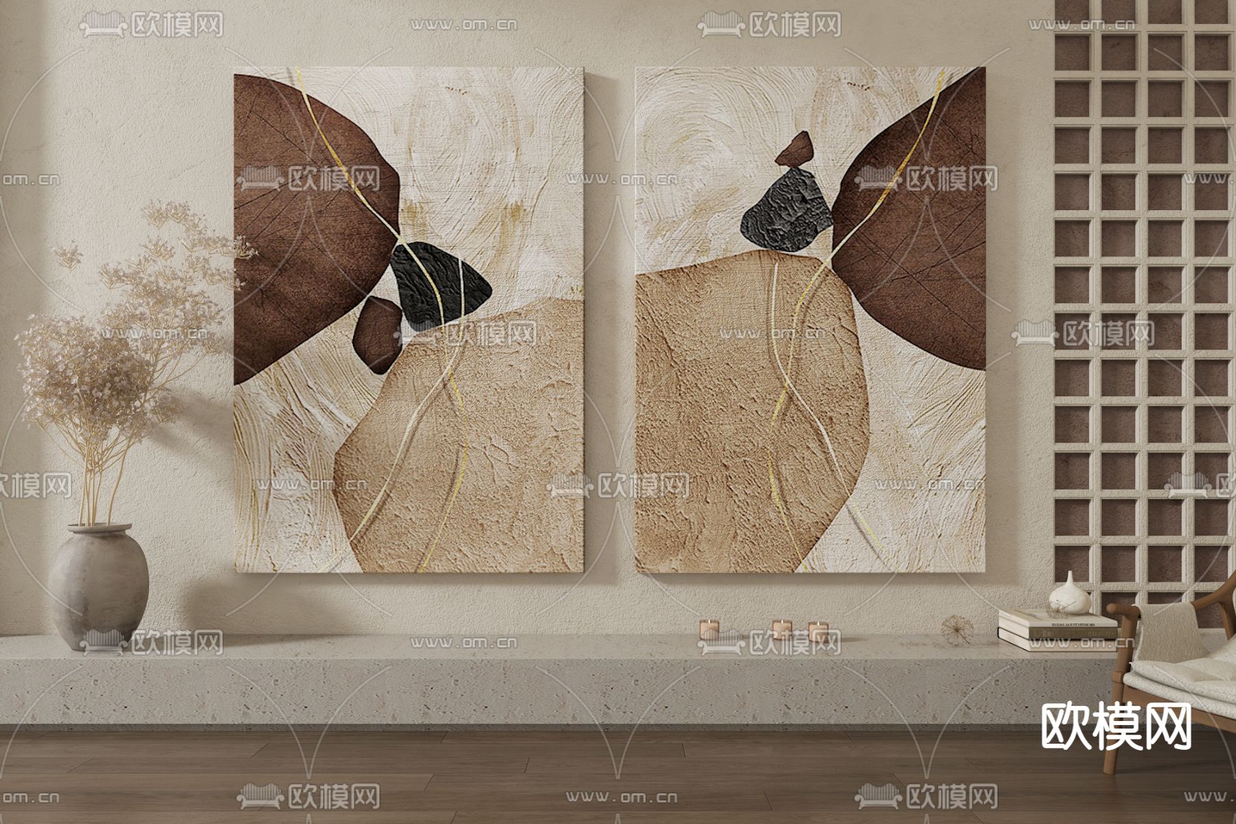 侘寂装饰画3d模型下载