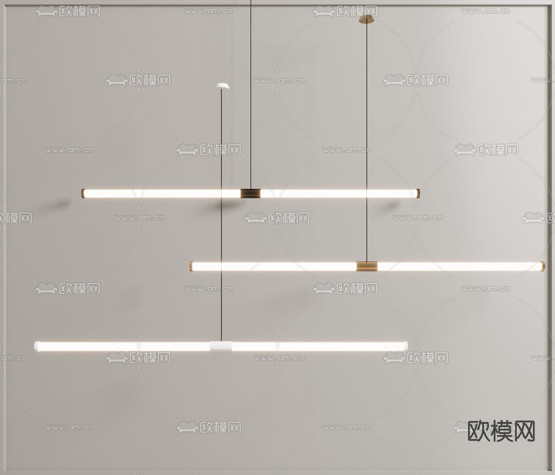 现代简约条形吊灯3d模型下载_ID12038344_3dmax免费模型-欧模网