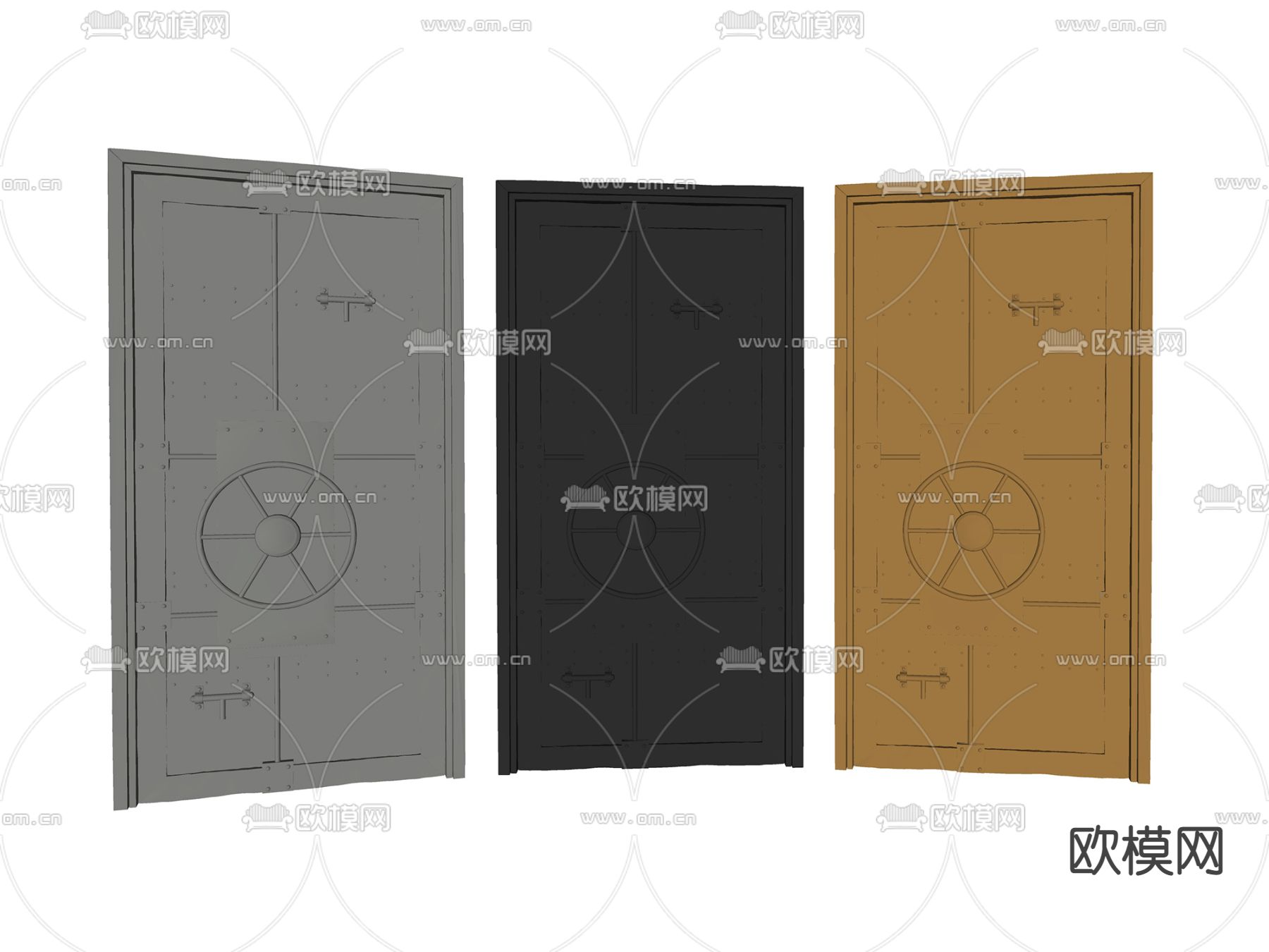 工业风仓谷门密闭门su模型下载（渲染图2）